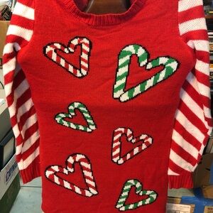 Christmas Red and White Heart Pattern Sweater Dress